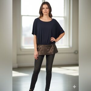 Elegant Navy and Brown Women's Alfani Top